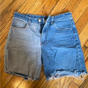 Two-tone Patchwork Jean Shorts